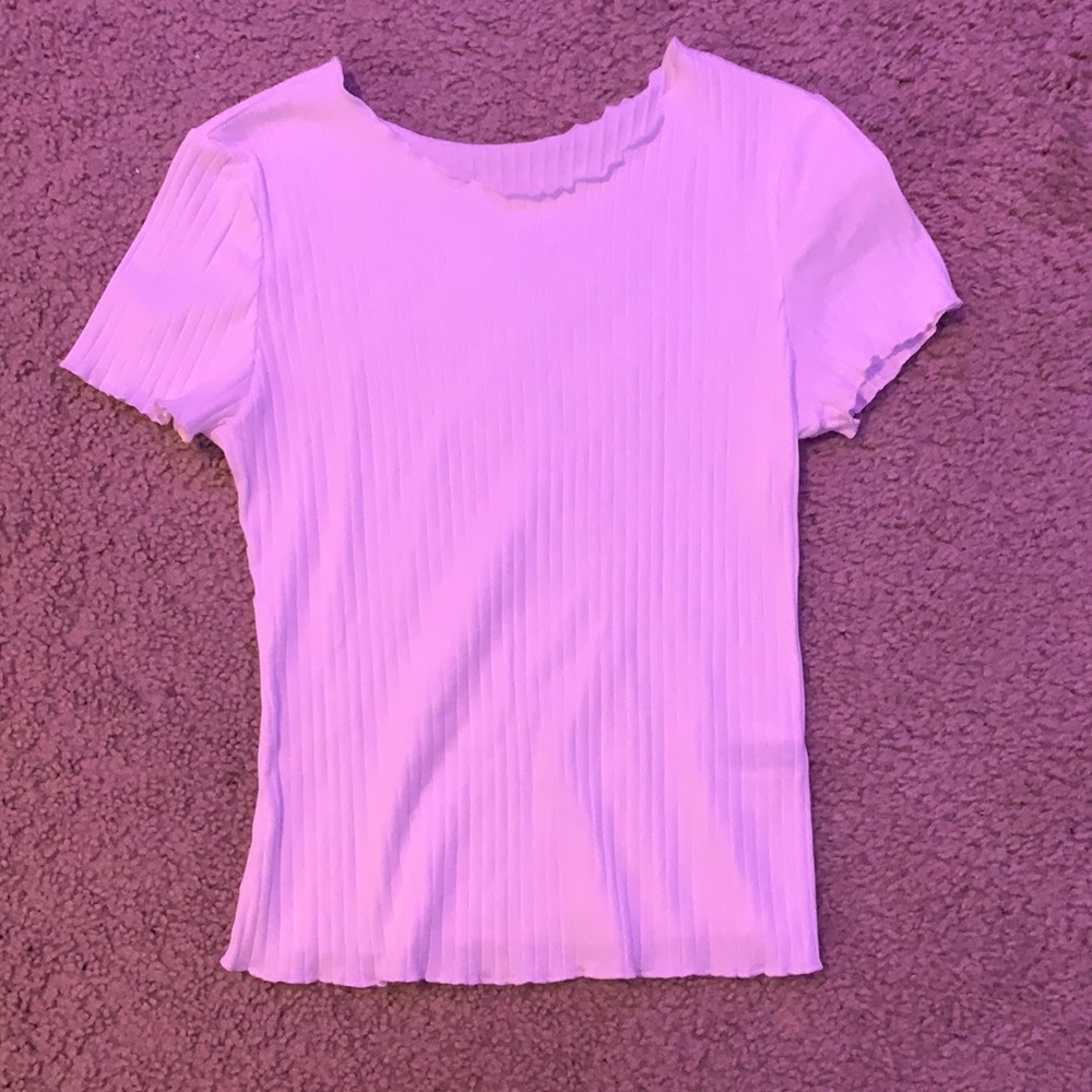 cropped ruffled white T-shirt